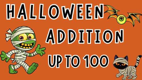 Halloween Addition Worksheets up to 100 | 2-Digit Addition Math Practice
