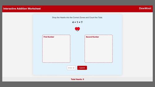 Interactive Addition Worksheet for Pre-K | Kindergarten | Grade-1 by ...