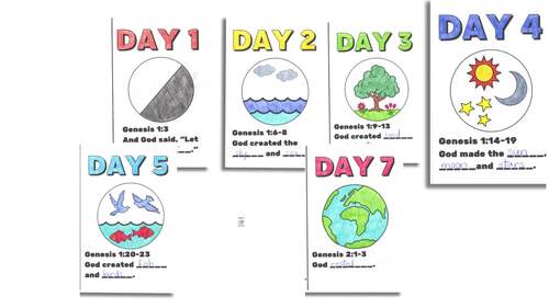 7 Days of Creation Half Sheet Coloring Book, Sunday School Mini Book ...