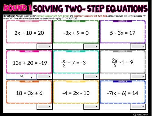 Solving Two Step Equations Error Analysis Skill Practice Review ...