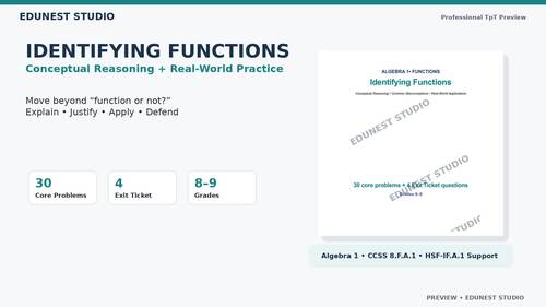 Identifying Functions Worksheet | Conceptual Reasoning & Real-World ...