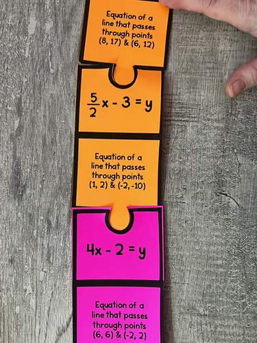 Equation of a Line from 2 Points Matching Puzzle by 4 the Love of Math