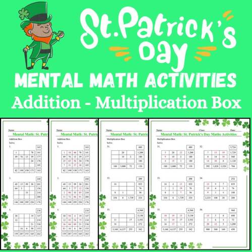 Title: St. Patrick’s Day Math: Addition and Multiplication Boxes - Mental Math