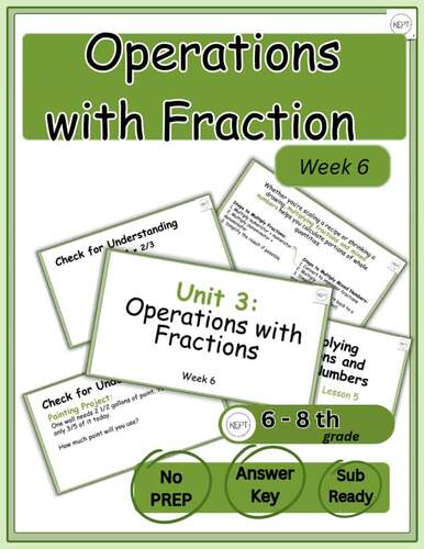 7th Grade Math | Slides | Unit 3 Operations with Fractions | Week 6