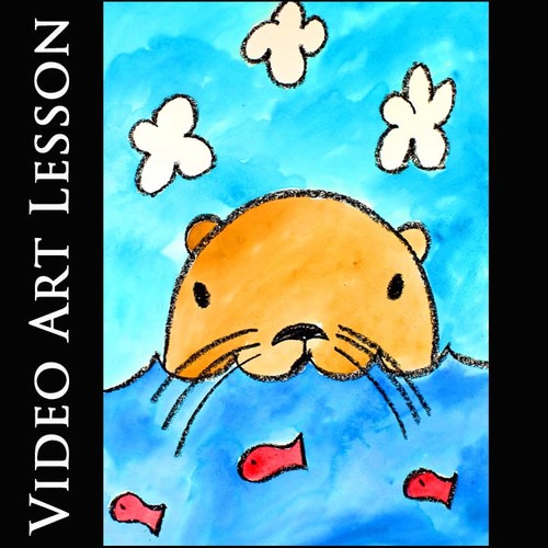 Preview of SUMMER SEA OTTER Art Lesson | End of the Year Drawing & Painting Art Project