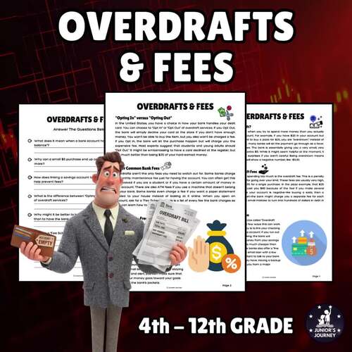 Overdrafts & Fees | Financial Literacy | Reading Comprehension | Worksheet