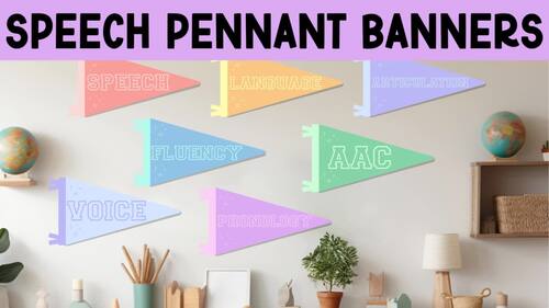 Speech Therapy Pennant Posters | Speech Therapy Bulletin Board Decor