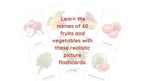 Fruit and Vegetable Real Photo Flashcards – 60 Printable Vocabulary Cards
