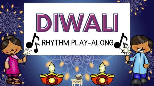 Preview of Diwali Rhythm Play Along, Music Flash Cards, Steady Beat Rhythms
