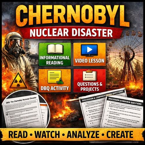 Preview of Chernobyl Nuclear Disaster Teaching Bundle | History Reading + Video Lesson, DBQ