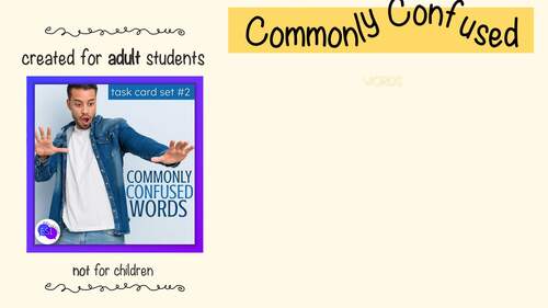 Commonly Confused Words task cards II + self-checking EASEL activity