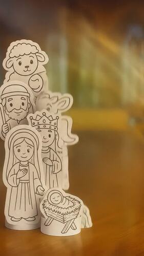 Printable Christmas Nativity Set Black and White – DIY Coloring Craft ...