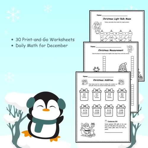Christmas Math Worksheets| Winter Morning Work| December Daily Math| No ...