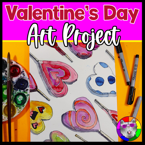 Preview of Valentine's Day Art Lesson, Wayne Thiebaud Art Project for Middle School
