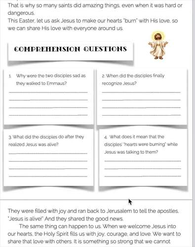 Easter- Emmaus: Math, Reading, Reflection