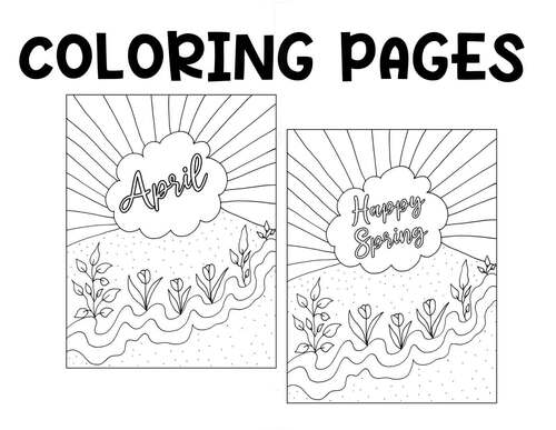 Printable Spring Coloring Page, April Coloring Page, Happy Spring ...