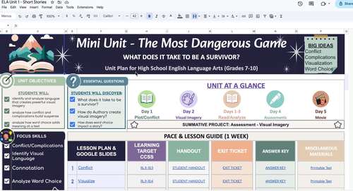 The Most Dangerous Game Secondary ELA, 6 Lesson Mini Unit by Happy ...