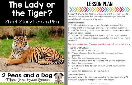 The Lady or the Tiger Short Story Lesson by 2peasandadog | TPT