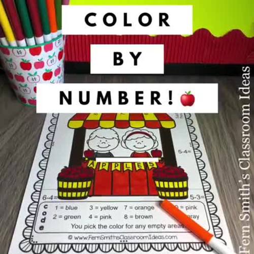 Fall Color By Number Subtraction