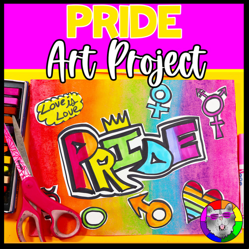 Preview of PRIDE Day Art Lesson, LGBTQ+ Art Project for Middle School or High School