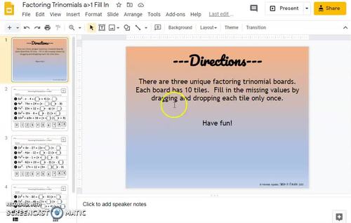 Factoring Trinomials A 1 Activity Review Print Interactive Google Slides Powerpoint for microsoft 365 powerpoint 2019 powerpoint 2016 powerpoint 2013 more. teachers pay teachers