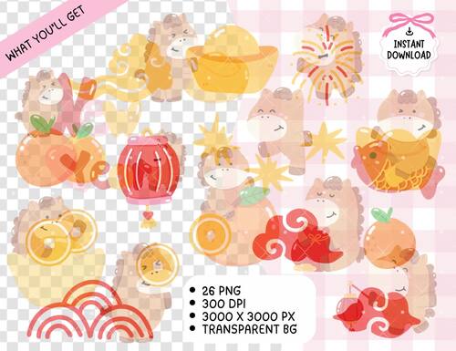 Kawaii Year of the Horse Clipart, Lunar New Year 2026 PNG, Chinese Zodiac