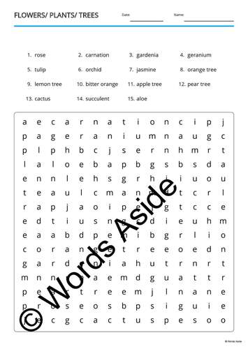 Word Puzzle Games Copy Crossword Wordsearch Anagram PLANTS by Words