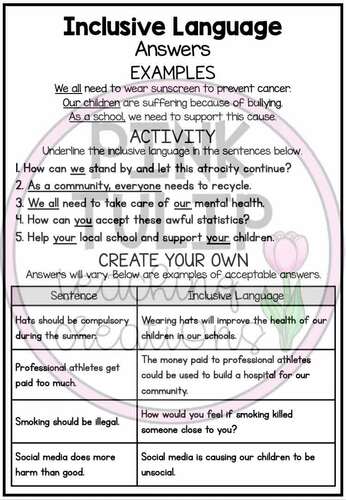 Inclusive Language - Persuasive Writing Worksheets | TPT