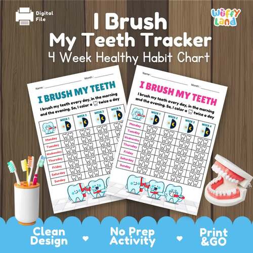 Tooth Brushing Tracker Chart Printable Activity | Dental Health Month ...