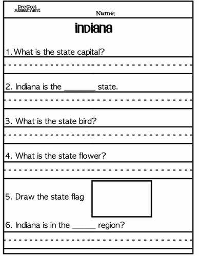 Indiana Worksheets, 50 States, Special Education by ALL ABOUT SPED with