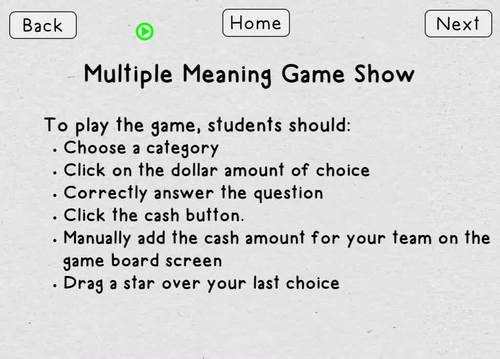 Multiple Meaning Trivia Game Show for Boom Cards