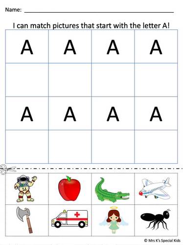 Errorless Learning A-Z Cut and Paste: Beginning Sounds by Mrs K's ...