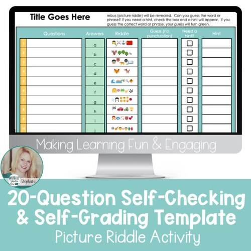 Editable Picture Riddle Template Self-Checking Digital Resource Vol. 4 ...