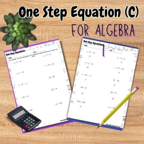 One Step Equations for Algebra 1 (C) by The Tatted Educational Coach