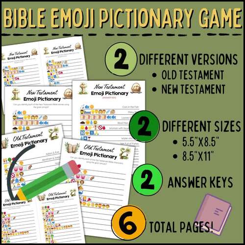 Bible Emoji Game | 2 Christian Emoji Pictionary Games for Kids, Church ...