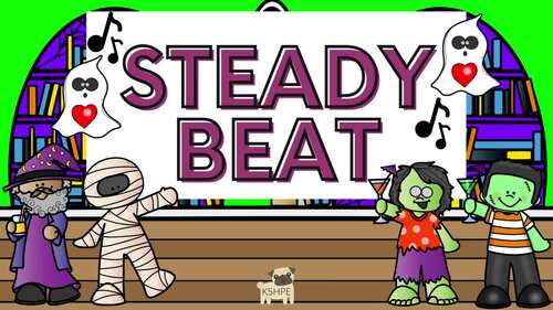 Preview of Rhythm Play Along Halloween Theme, Music Flash Cards, Steady Beat Percussion