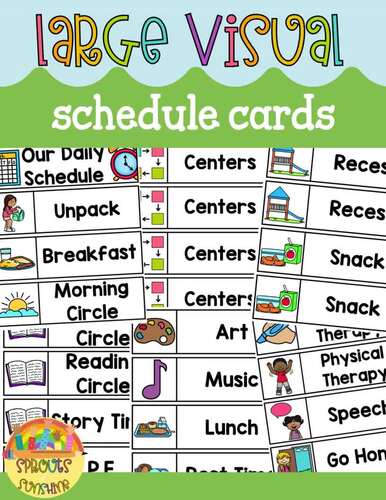 Large Visual Schedule Cards by Sprouts of Sunshine | TPT