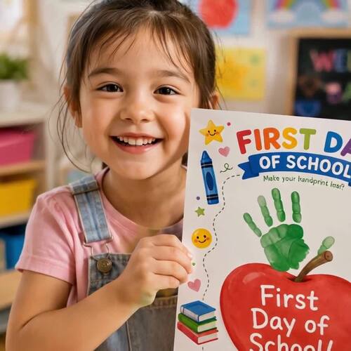 Back to School Handprint Craft Pack | First Day of School Keepsake Pre ...