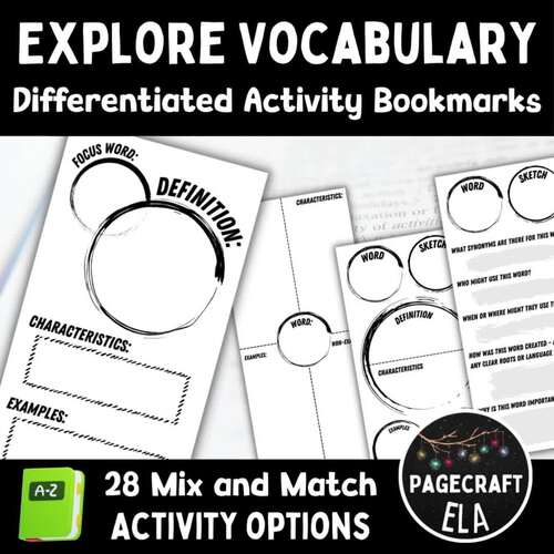 PRINTABLE Vocabulary Bookmarks for Exploring or Frontloading Words in ...