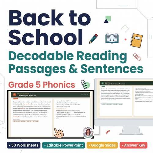 Back to School Decodable Reading Passages & Sentences | Grade 5 Phonics ...