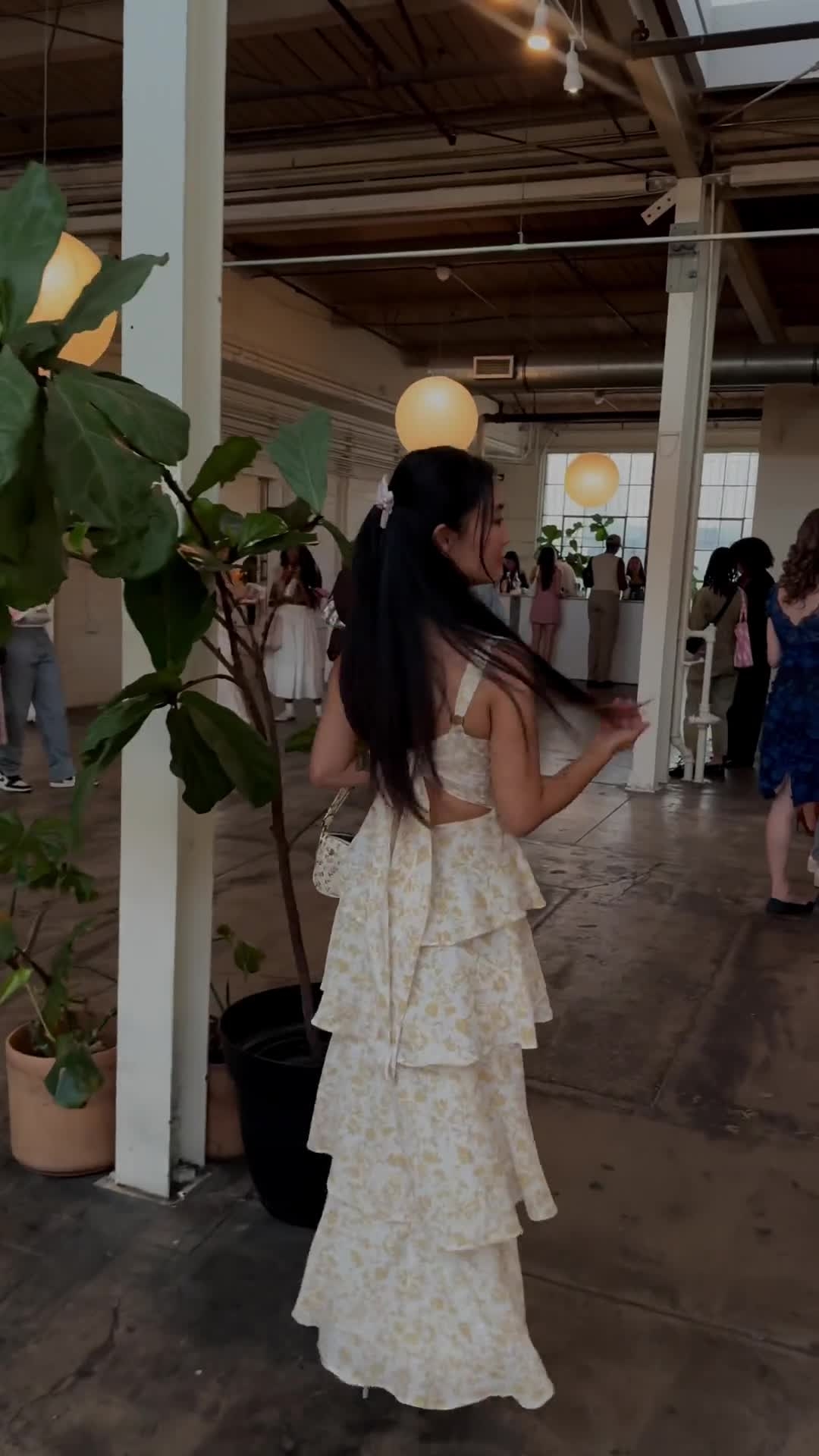 open lace back dress Provence Bloom Tiered Midi Dress Floral Orange main image 1