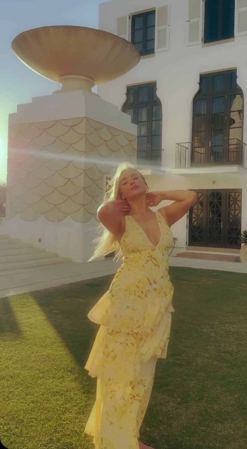 Veda Strappy Back Ruffle Midi Dress Floral Yellow Selfie Leslie