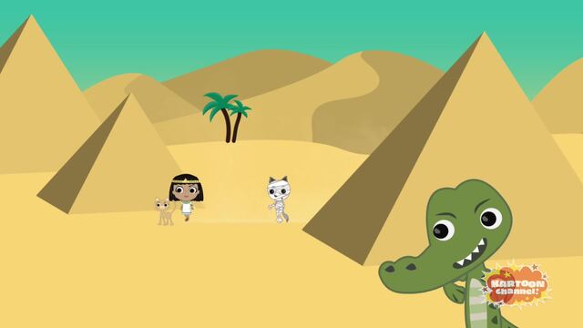 Cleopatra and cat Giza in The Treasure Hunt