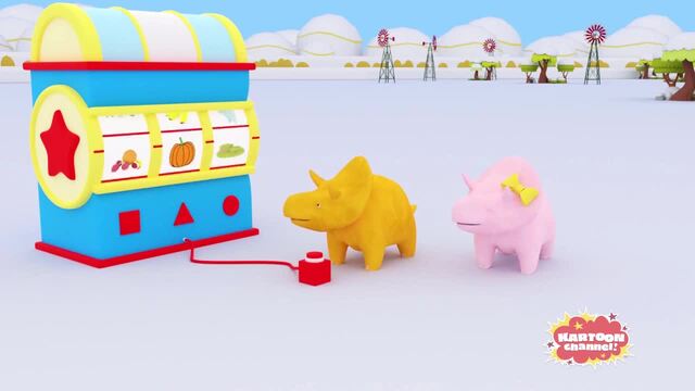 Rides a Balloon / Ice Skating / Clouds & numbers / Dino plays Dominos