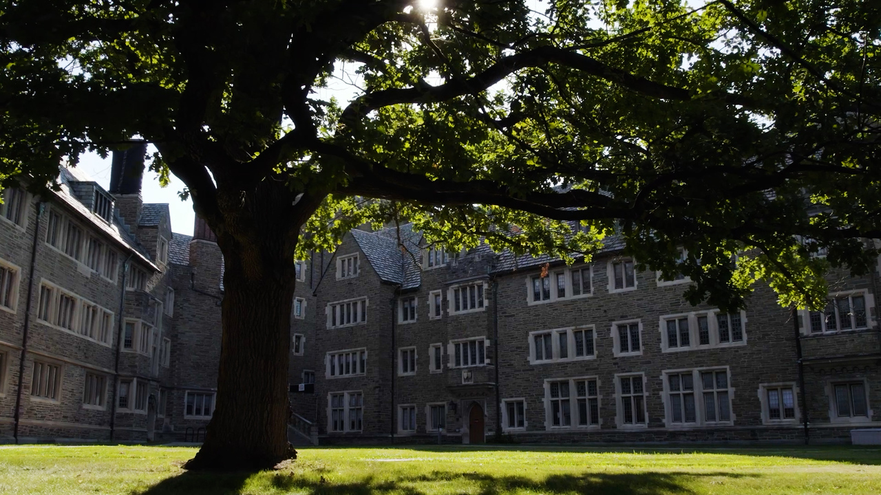 Scenic view of Cornell campus in fall.