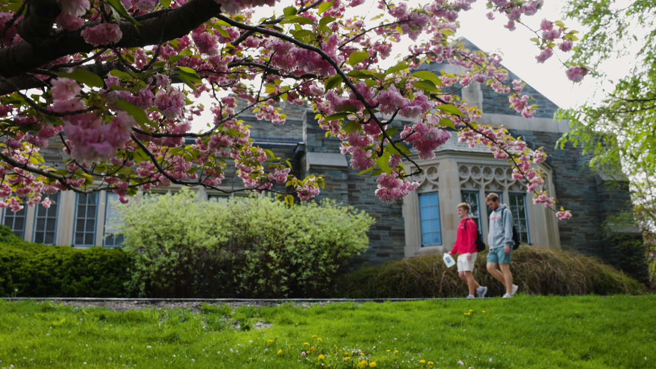 Scenic view of Cornell campus in fall.